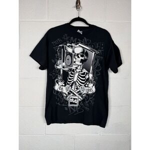 Vtg Y2K 2000s Dub Brand Hip Hop Skeleton Boombox Graffiti Tee Black Gildan M